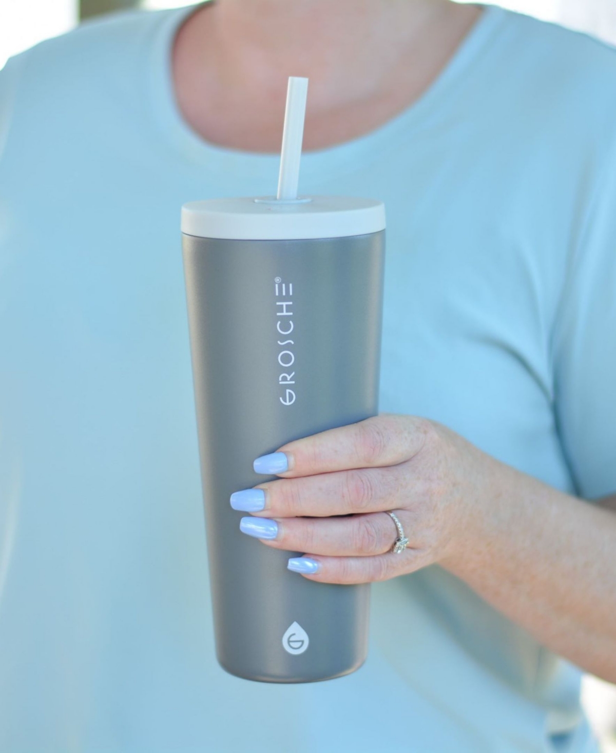 Grosche Jasper 2 Pc. Insulated Tumbler With Straw In Black,gray