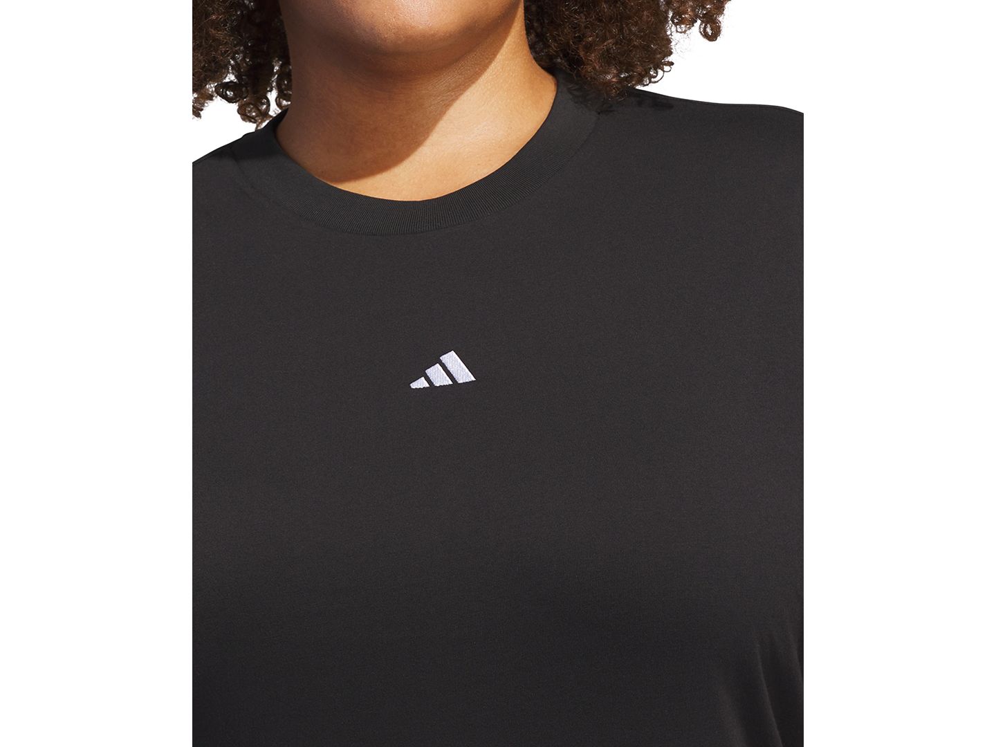 Женская футболка adidas Plus Size Short-Sleeve Cotton Crewneck Logo, цвет: Чёрный — фото 4