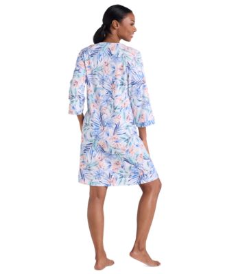 Women's 3/4-Sleeve Printed Short Grip Robe