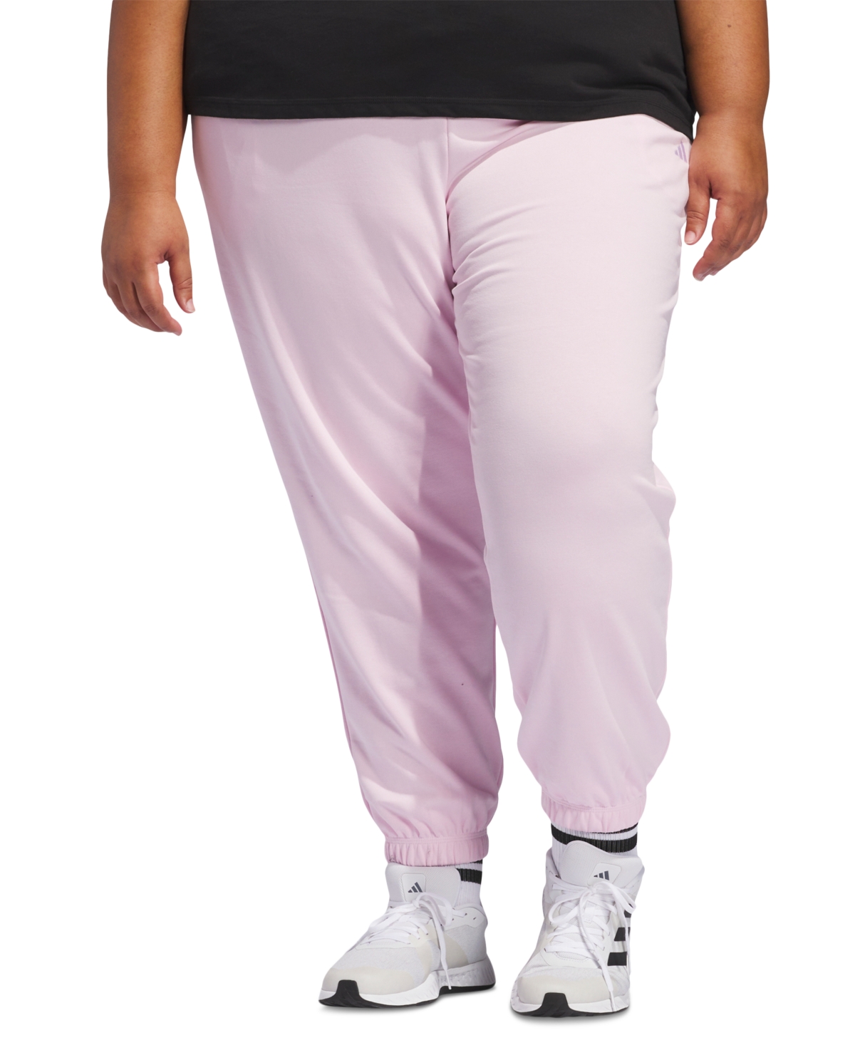 Shop Adidas Originals Plus Size Essentials Full-length Drawstring Joggers In Clpink,whi