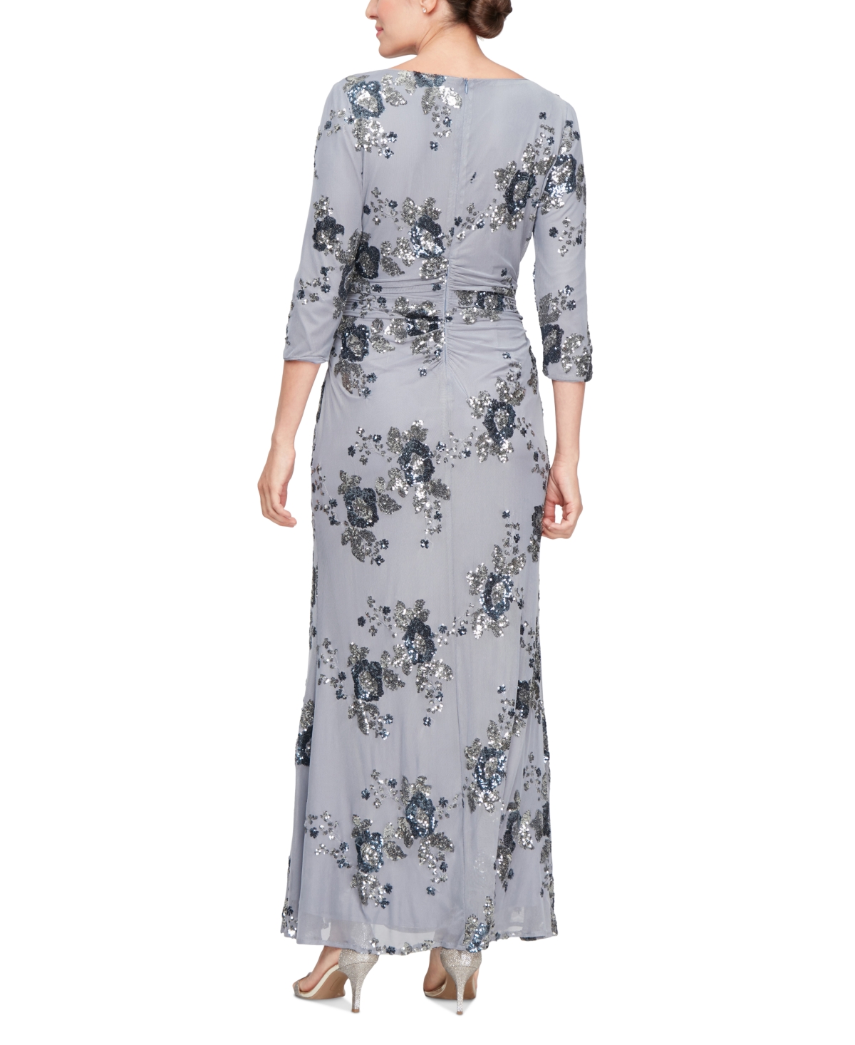 Shop Sl Fashions Womens' A-line Floral Sequin Mesh Gown In Periwinkle