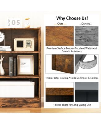 3-Tier Bookcase Open Display Rack Cabinet with Adjustable Shelves