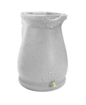 Granite 65-Gallon Plastic Urn Rain Barrel with Planter Top for Water Conservation and Garden Use