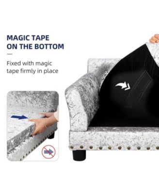 Dog Sofa Lounge Bed Dutch Velvet Upholstered Pet Couch Bed Removable Cushion