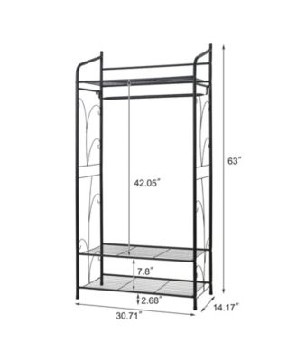 Metal Clothes Rack: Garment Hanging Storage Shelf Shoes Stand for Bedroom Living Room