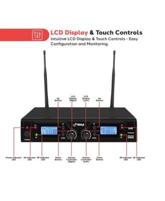 UHF Wireless Microphone System Kit with (2) Body-Pack Transmitters, Headset & Lavalier Mics, Rack Mountable