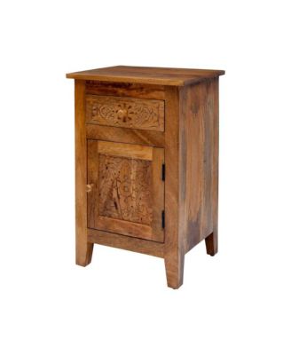 Global Archive Hand Carved Mango Wood Accent Table