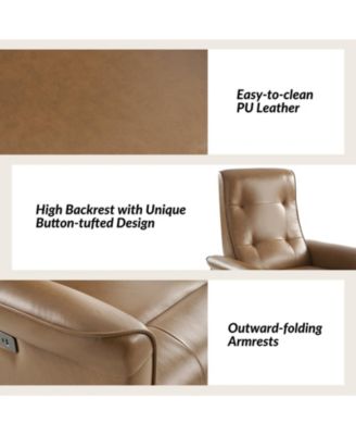 Rodrigue Modern Leather Swivel Power Recliner with USB and Type-C Charging