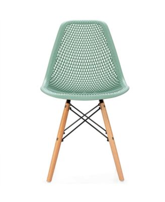 Set of 2  Mesh Design Seat with Wooden Legs  Modern Style, Lightweight DSW Dining Chair
