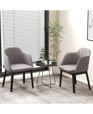 4PCS Modern Dining Chairs Upholstered Velvet Accent Chairs w/ Curved Backrests