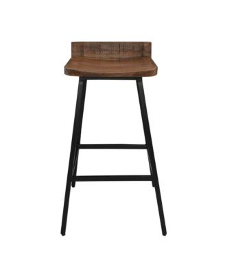 Pennie 27" Industrial Solid Wood Brown Counter stool Set of 2 by