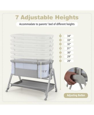 Baby Bedside Sleeper Bassinet Bed Folding Portable Adjustable Crib w/ Storage