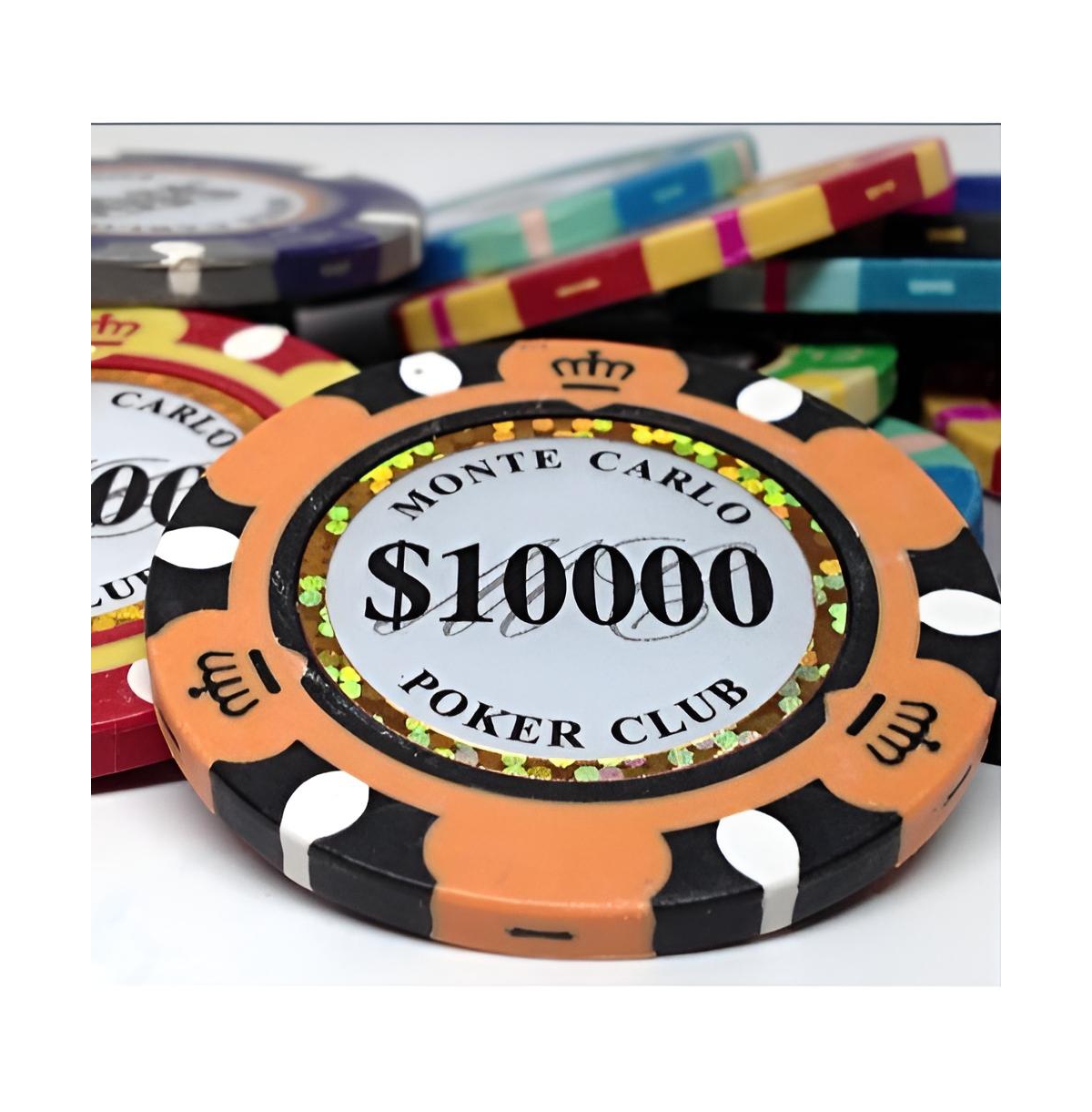 Slickblue Holo Inlay Poker Chips (25-Pack) Poker Chips for Home and Casino Play-$10000 - Black