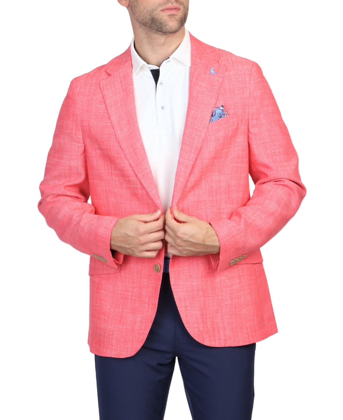 Tailorbyrd Men's Textured Linen Slub Sportcoat - Red
