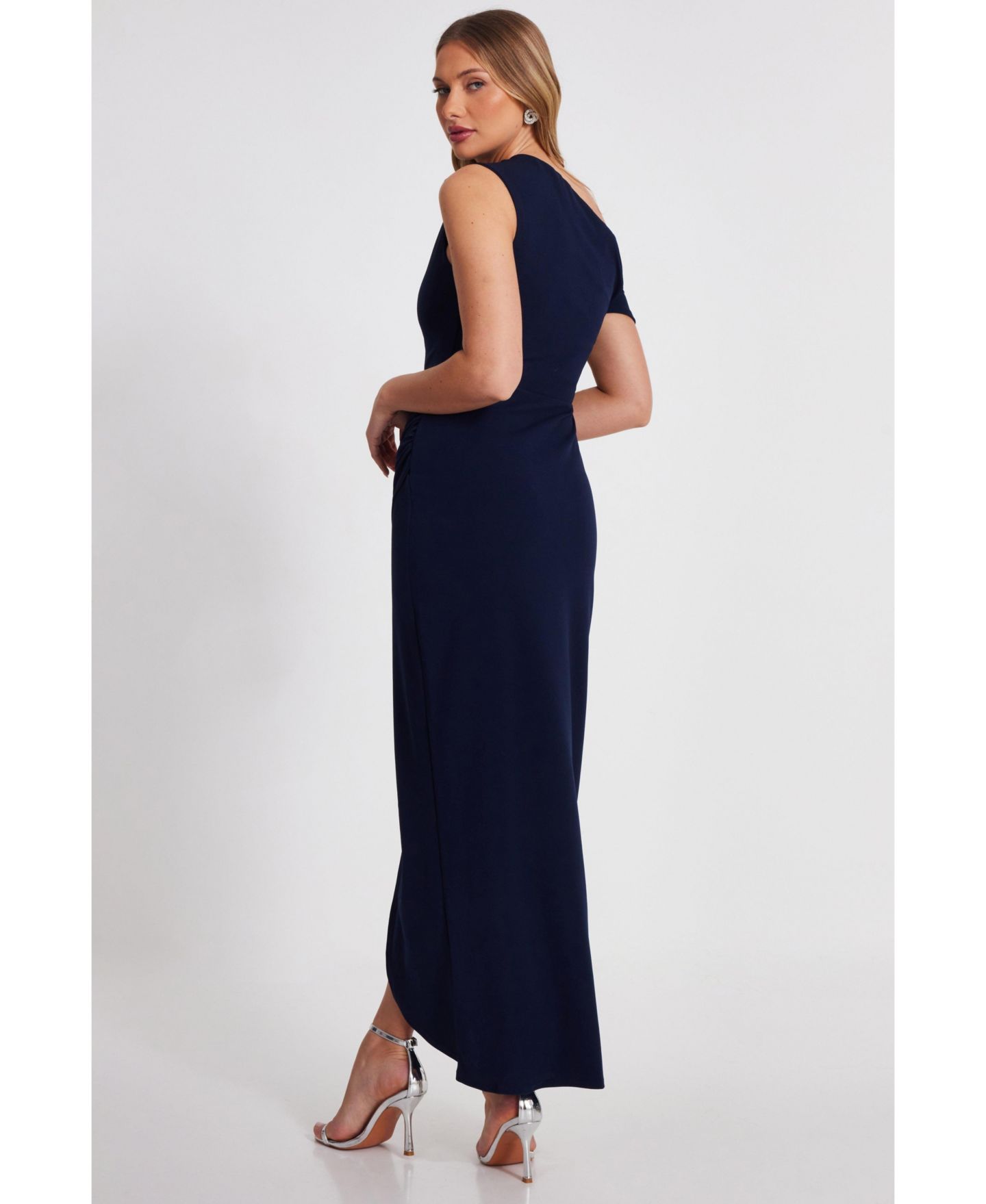 Женское платье QUIZ One Shoulder Asymmetric Maxi, цвет: Тёмно-синий — фото 2