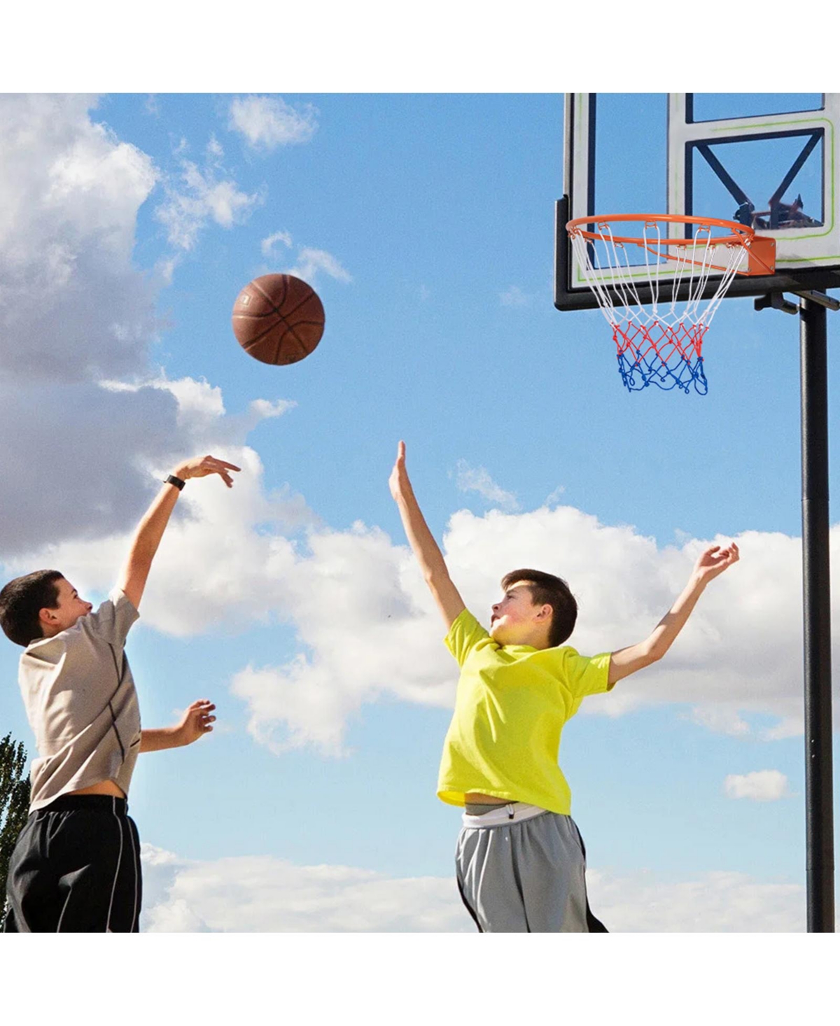 Gymax 15'' Basketball Rim Wall Door Mounted Basketball Hoop w/ All Weather Net