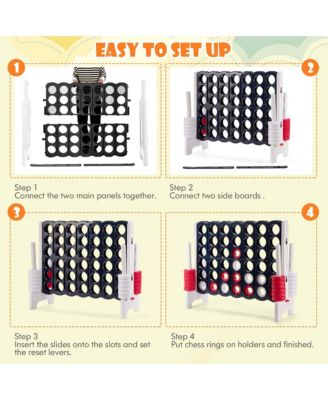 Giant 4 in A Row Jumbo 4-to-Score Game Set Kids Adults w/ 42 Jumbo Rings