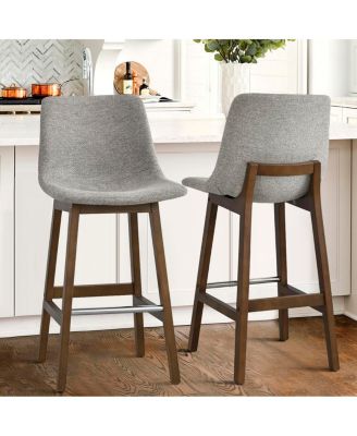 Set of 2 Upholstered Bar Stools with Solid Wood Legs, Modern Counter Height Chairs for Kitchen Island, Bar, or Dining Room-Maison Boucle