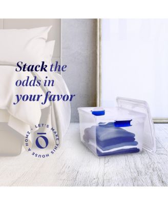 66 Qt Multipurpose Stackable Storage Bin with Latching Lids, Clear (2 Pack)