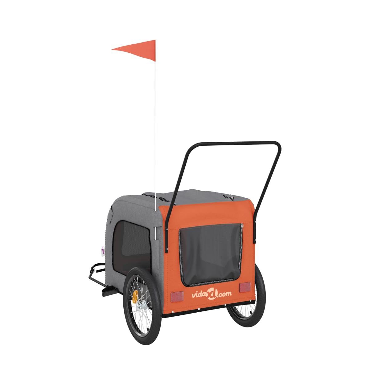 vidaXL Pet Bike Trailerand Gray Oxford Fabric and Iron - Orange