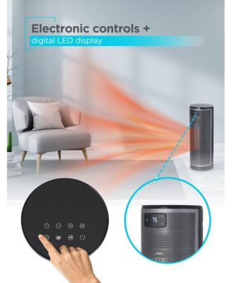 Ceramic Oscillating Tower Heater with Remote Control, Space Heater with Digital LED Display, Black