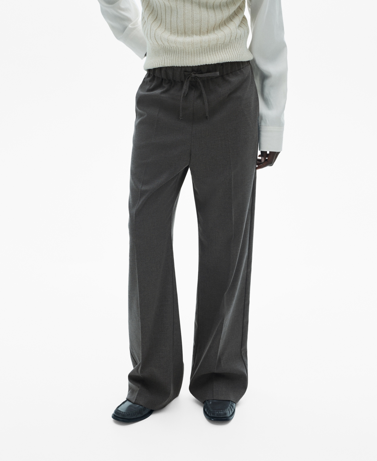 Shop Mango Women's Flowy Straight-fit Pants In Gray