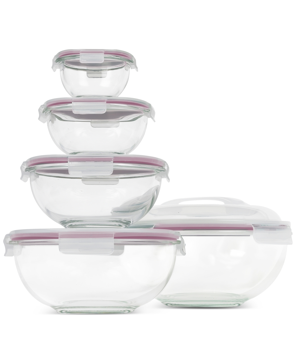Sedona Kitchen 5-piece Nesting Glass Bowl Set In Puple