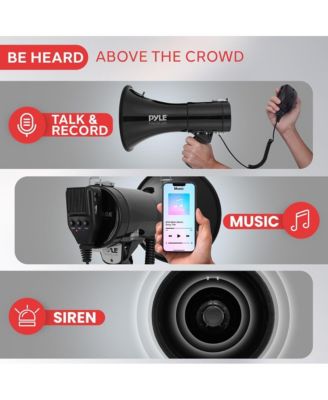 50-Watt Portable Megaphone with Siren, MP3 Input, Automatic Siren, Shoulder Strap, Lightweight