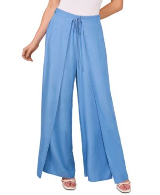 CeCe - Women's Overlap Tie-Front Wide-Leg Soft Pants
