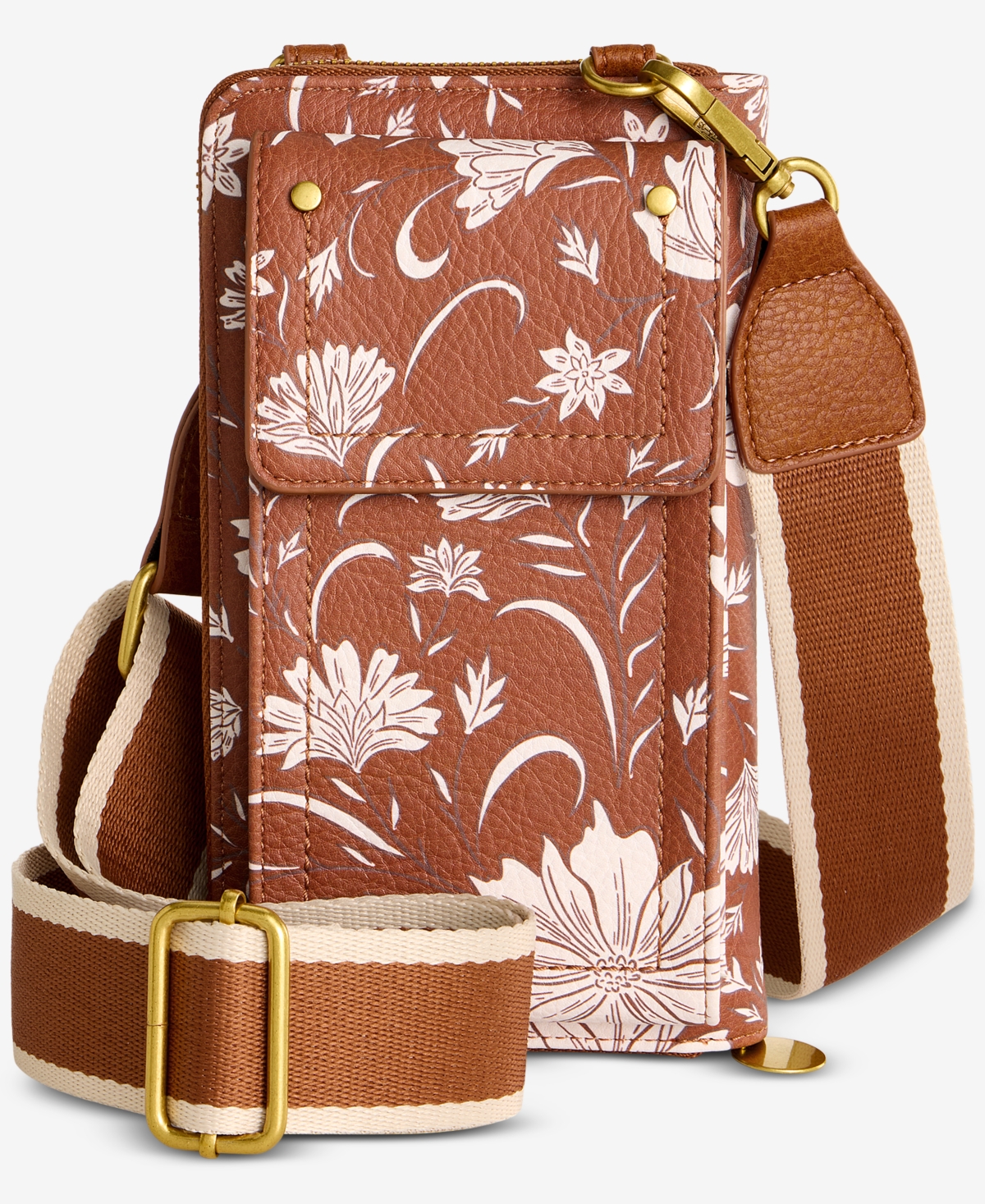 Floral Printed Mini Phone Crossbody, Exclusively at Macy's - Floral Tortoise Shell