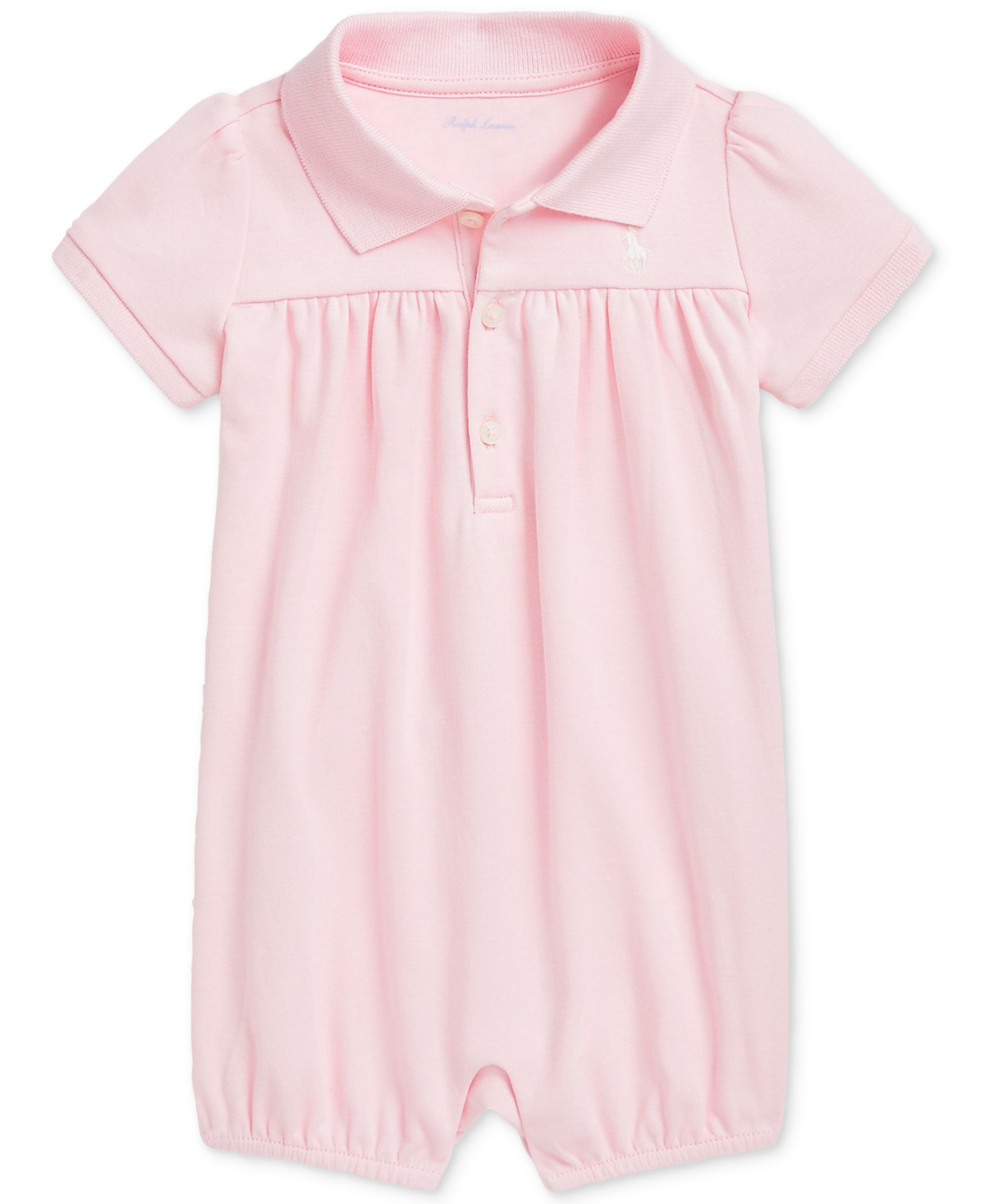 Polo Ralph Lauren Baby Cotton Polo Bubble Romper In Pink