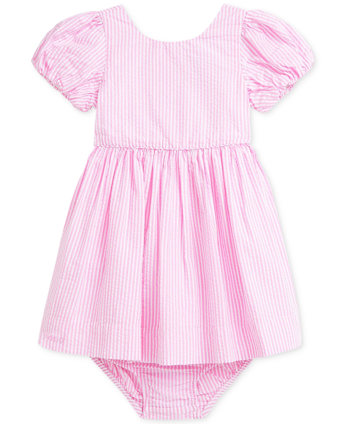 Polo Ralph Lauren Baby Girls Cotton Striped Seersucker Dress In Pink