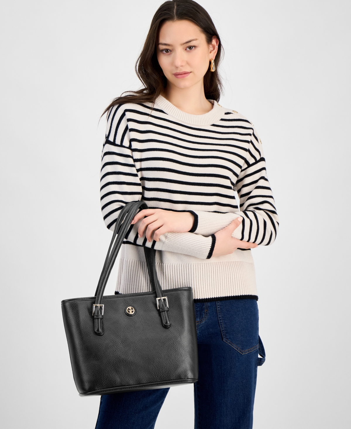 Macy's Pebble Tulip Large Tote, Exclusively At  In Black
