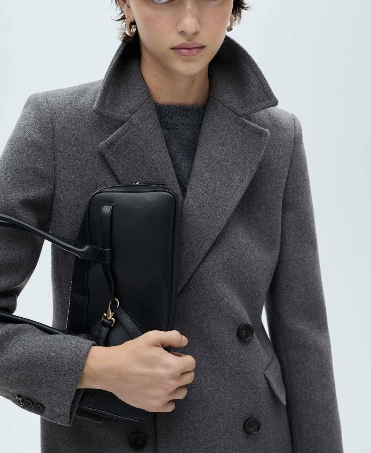 Mango Women's Double-breasted Wool Coat In Gray