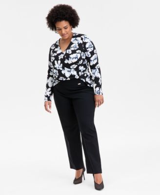 I.N.C. International Concepts - Plus Size Mid-Rise Pull-On Straight-Leg Pants
