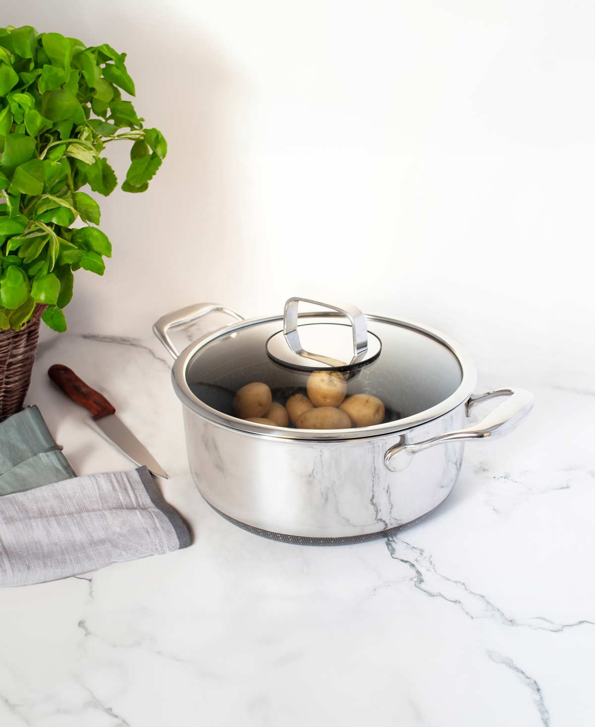 Livwell DiamondClad 6-Qt. Hybrid Nonstick Stainless Steel Pot and Lid