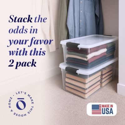 66 Qt Clear Storage Organizing Container Bin with Latching Lids, (2 Pack