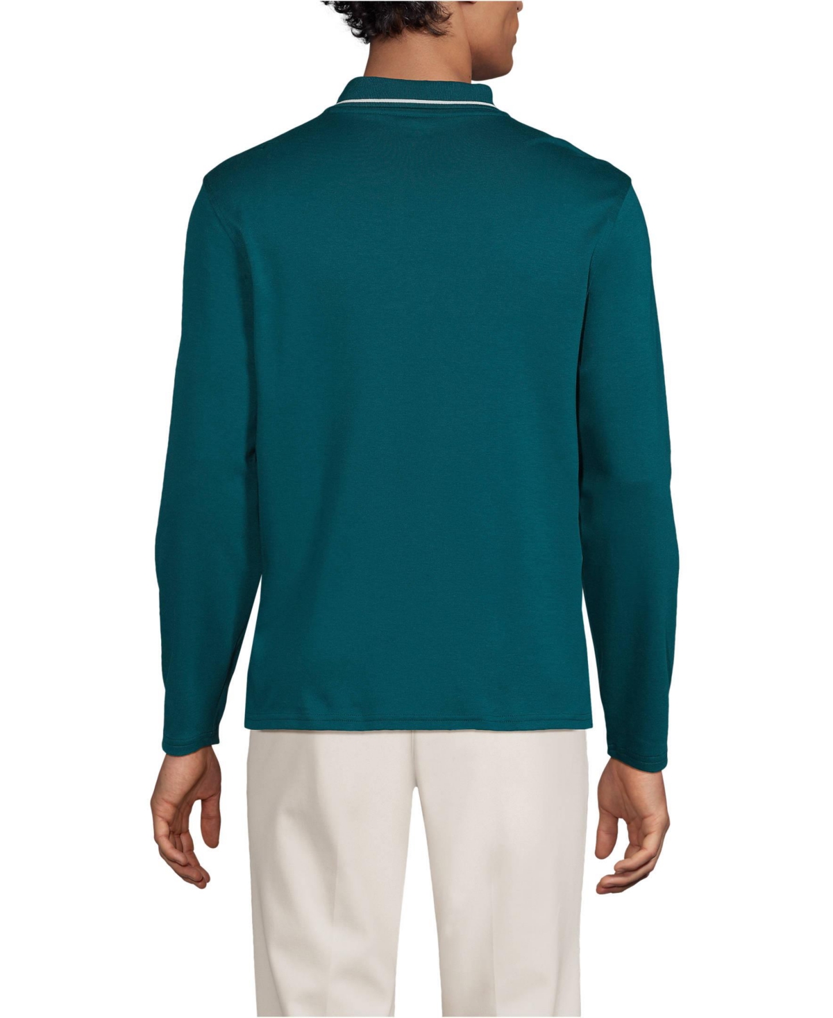 Lands' End Men's Long Sleeve Tipped Polo