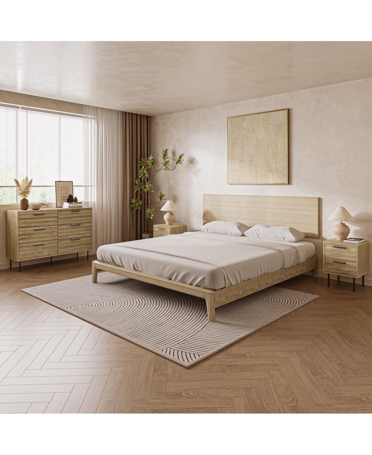 LuxenHome Mid-Century Modern Wave 2-Drawers End Table and Nightstand with Metal Legs