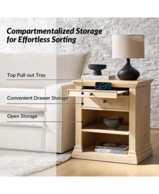 Mulo Traditional Nightstand with Three Ports and Adjustable Shelf