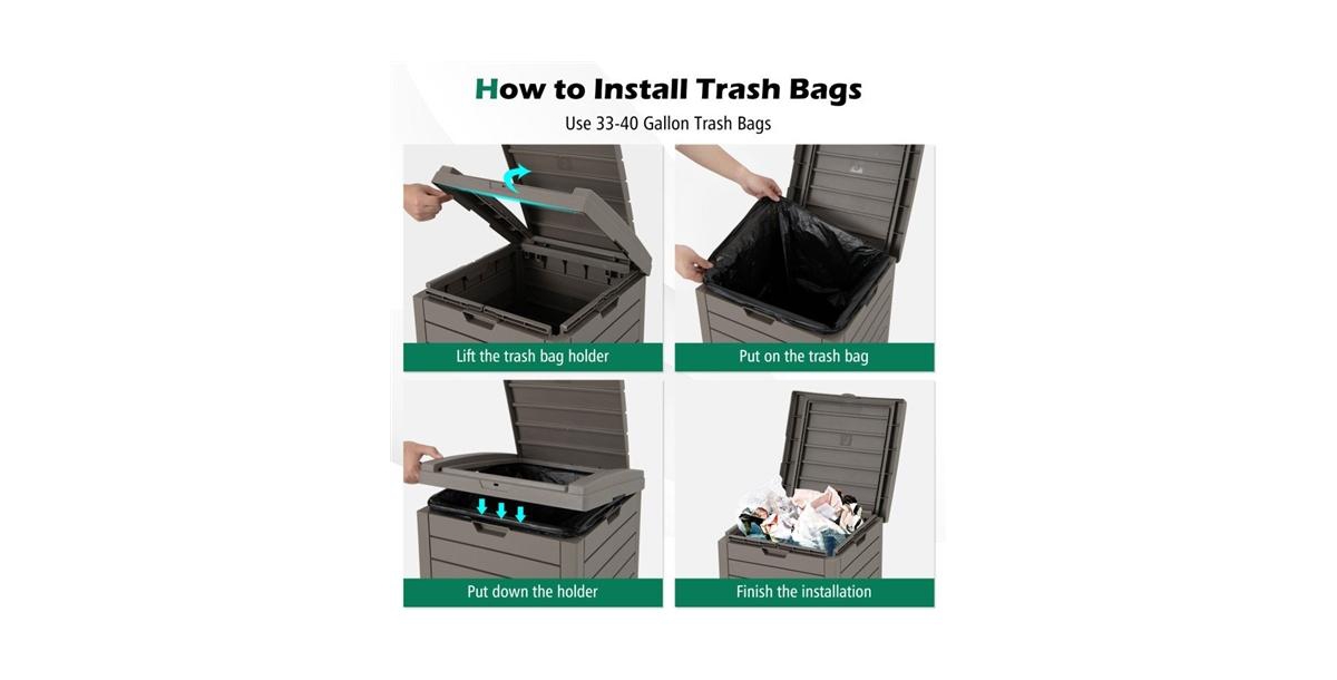 Slickblue 31-Gallon Heavy Duty Plastic Outdoor Trash Can with Bottom Liquid Drawer