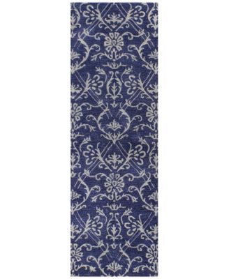 Macy's Fine Rug Gallery - Orleans Elysian Navy 2'6" x 8' Runner Rug