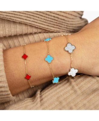 Mini Coral Clover Bracelet 14K Gold