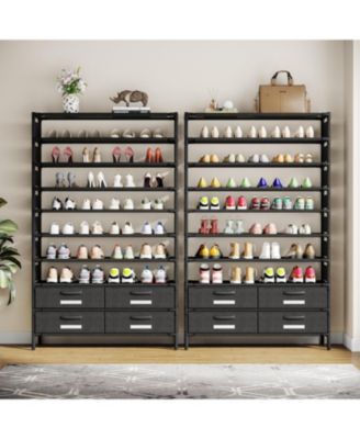 10-Tier Shoe Storage Organizer with Bin Drawers and Vertical Rack