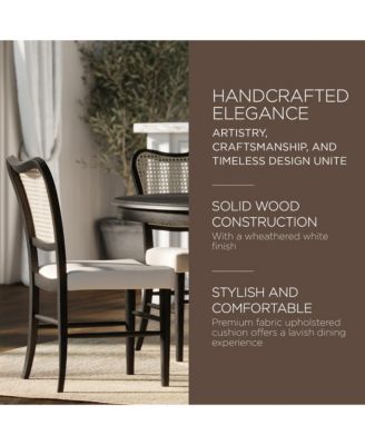 Vera Wooden Dining Chair, Antique Black & Dove Weave Fabric, Set of 2