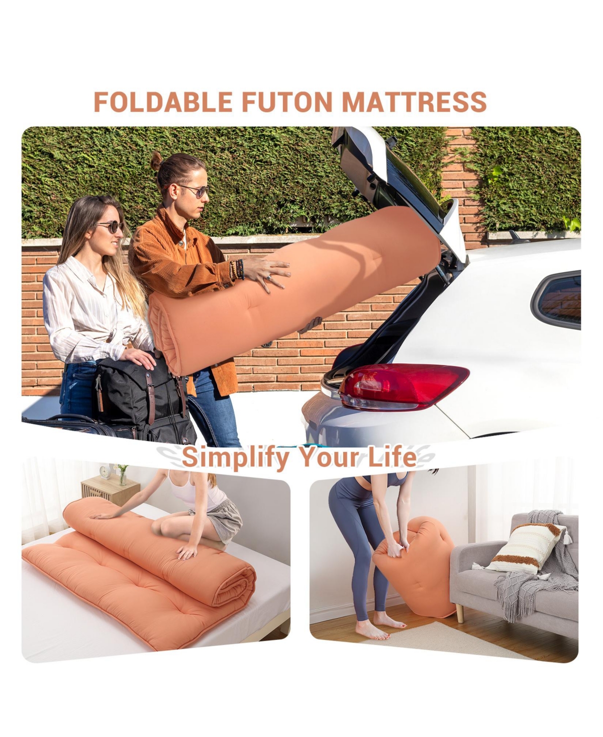 gaomon Japanese Floor Mattress Full, Portable Futon Mattress Thicken Sleeping Mattress, for Camping & Guest Room