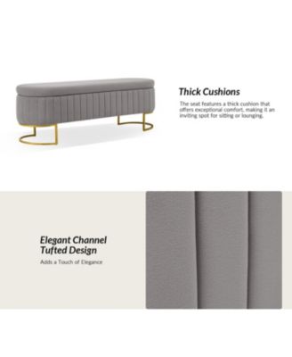 Sara Modern Storage Bench with Metal Legs and Channel Tufted