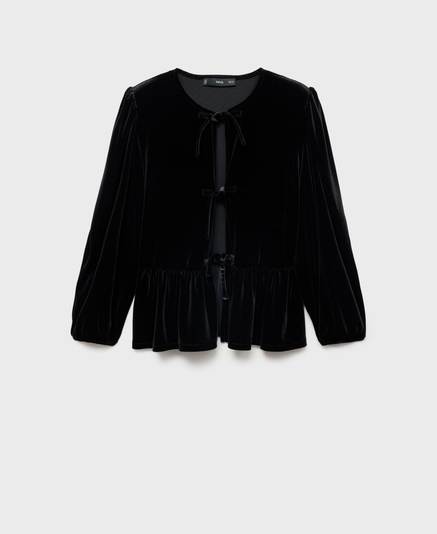 Women's Bows Detail Velvet Blouse