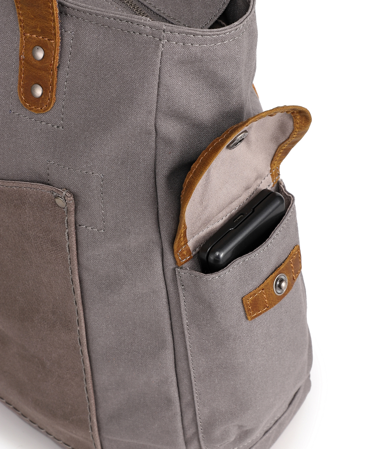 Tsd Brand Valley And Sky Canvas Tote Bag In Gray