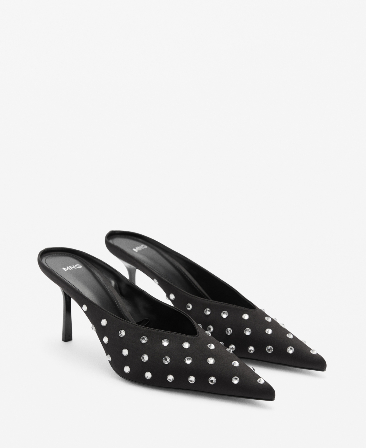 Mango Women's Crystal Slingback Heeled Shoes In Black
